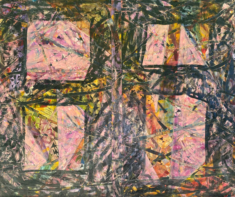 Painting, Acrylic on Paper, 3.5' x 4.5'.  Photographed June 2020.  Collection of Joan Forsythe-Meagher.