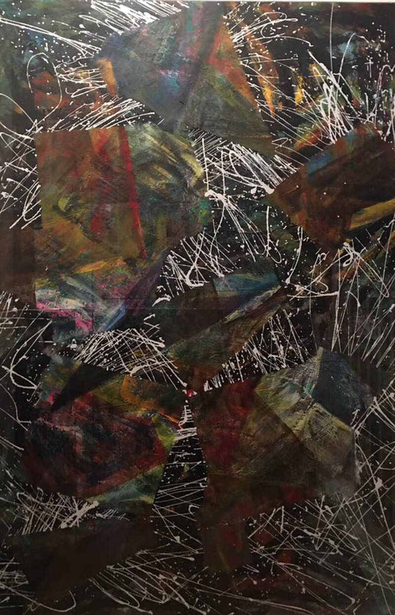 Painting, Acrylic on Paper, 3.5' x 4.5'.  Photographed June 2020.  Collection of Aja Highland.