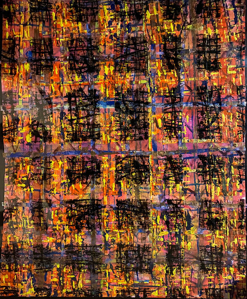 Painting, Acrylic on Paper, 3.5' x 4.5'.  Photographed June 2020.  Collection of Joan Forsythe-Meagher.