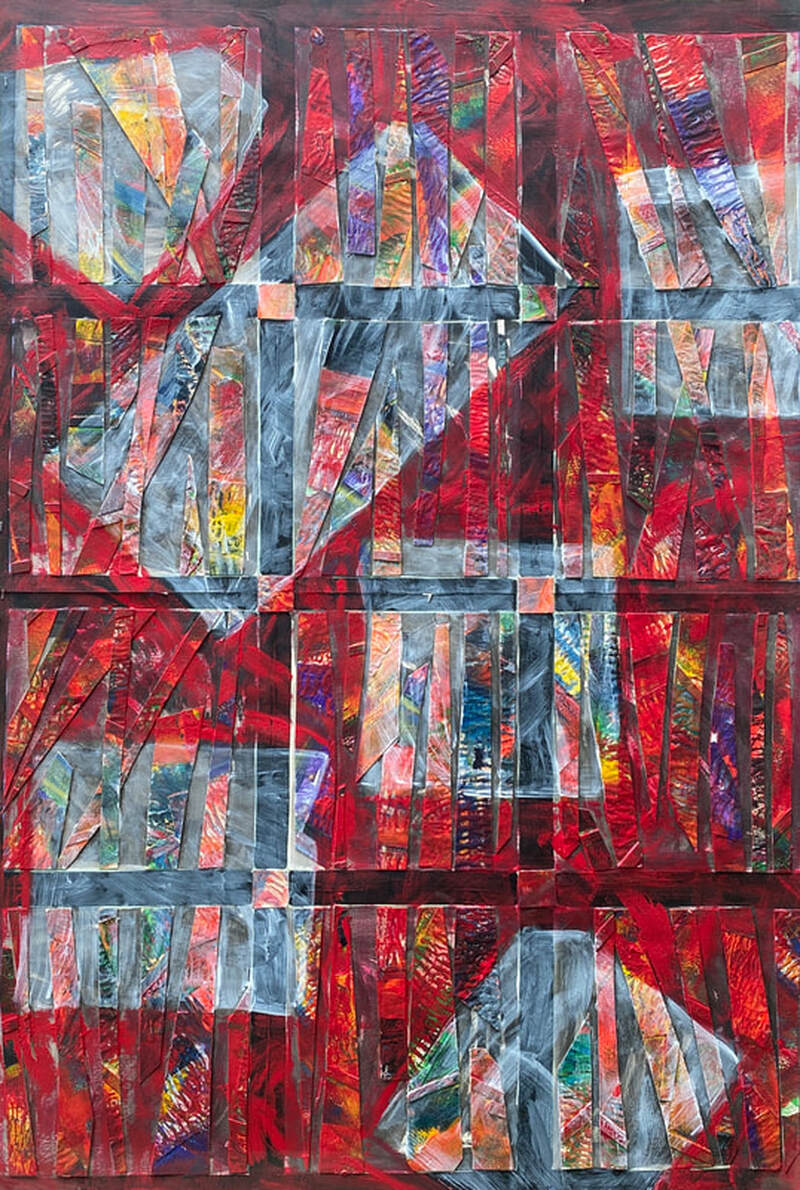 Painting, Acrylic on Paper, 3.5' x 4.5'.  Photographed June 2020.  Collection of Joan Forsythe-Meagher.