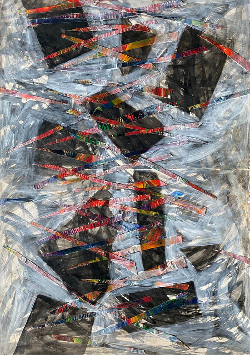 Painting, Acrylic on Paper, 3.5' x 4.5'.  Photographed June 2020.  Collection of Joan Forsythe-Meagher.