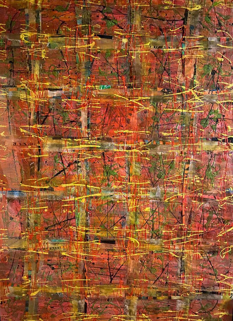 Painting, Acrylic on Paper, 3.5' x 4.5'.  Photographed June 2020.  Collection of Joan Forsythe-Meagher.
