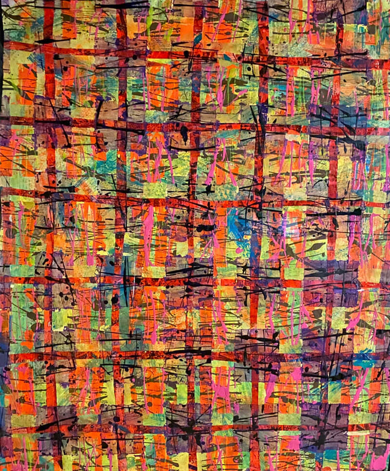 Painting, Acrylic on Paper, 3.5' x 4.5'.  Photographed June 2020.  Collection of Joan Forsythe-Meagher.