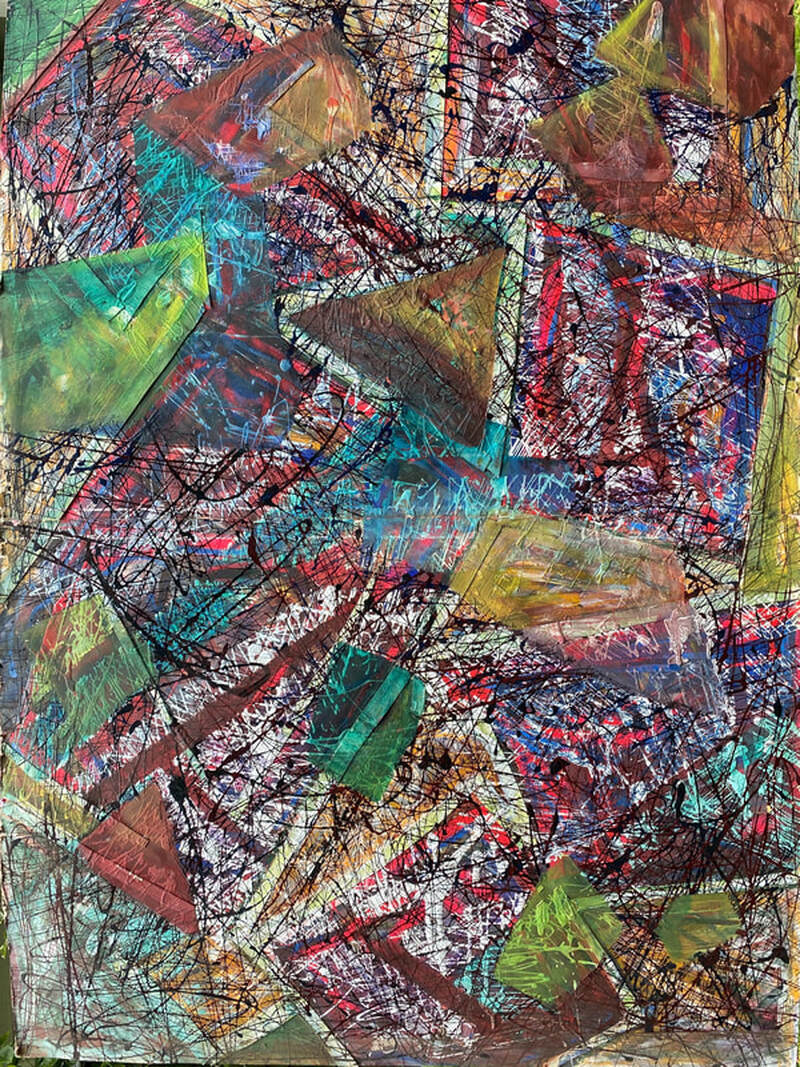 Painting, Acrylic on Paper, 3.5' x 4.5'.  Photographed June 2020.  Collection of Joan Forsythe-Meagher.