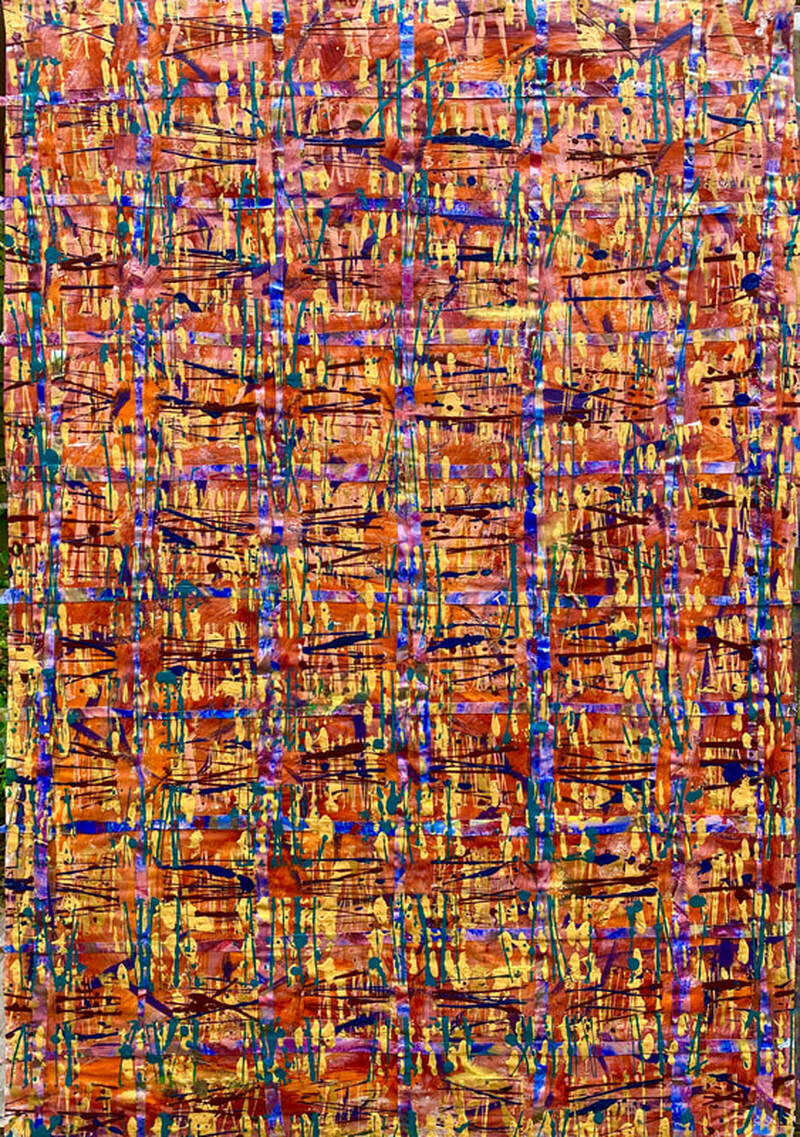 Painting, Acrylic on Paper, 3.5' x 4.5'.  Photographed June 2020.  Collection of Joan Forsythe-Meagher.