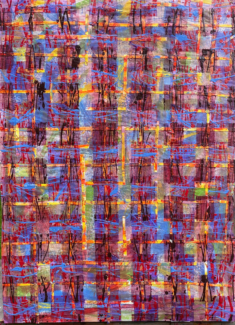 Painting, Acrylic on Paper, 3.5' x 4.5'.  Photographed June 2020.  Collection of Joan Forsythe-Meagher.